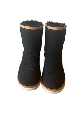 UGG Black Classic Short Rustic Weave Suede/Sheepskin Boots Southwest Pattern Sz7